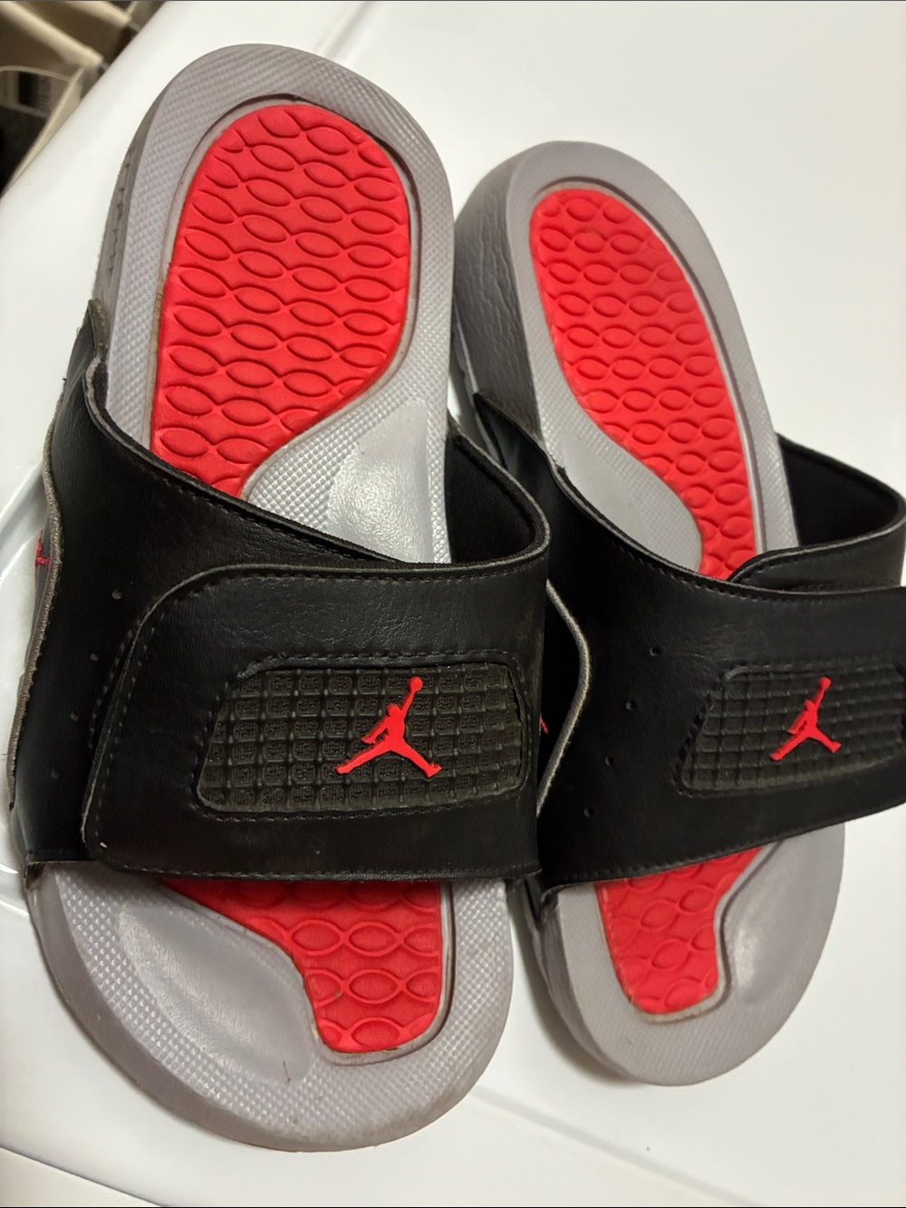 Jordan Kids Black and Red Slide Sandals